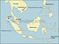 Рис. 1. Локализация газоконденсатного месторождения Арун на карте Юго-Восточной Азии